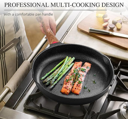 Vinchef 12.5" Non Stick Frying Pans, Skillet with Lid Used for All Stoves, Induction Non Toxic Cookware, Cooking Pans Nonstick Capable of Kitchen