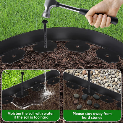 Landscape Edging Border No Dig - 100FT 2IN Tall Garden Edging Border with 120 Stakes, Plastic Garden Fence Lawn Edging Flexible for Landscaping, Flower Beds, Yard, Pathway with Connectors