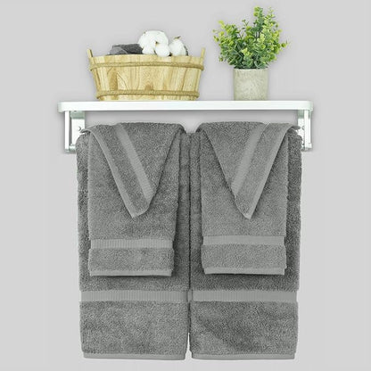 Chakir Turkish Linens 100% Cotton Premium Turkish Towels for Bathroom, 2 Large Bath Towels, 2 Hand Towels, 2 Washcloths (6-Piece Towel Set, Gray)