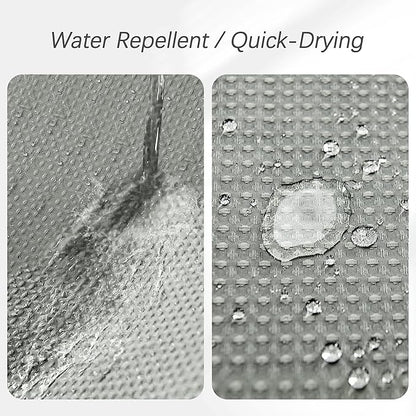 Shower Curtain Gray Waterproof Waffle Weave Fabric, 256GSM Heavy Duty Thick Shower Curtain Set for Bathroom, Hotel Spa Luxury Modern Shower Curtains with 12 Metal Hooks, 72Wx78H Grey
