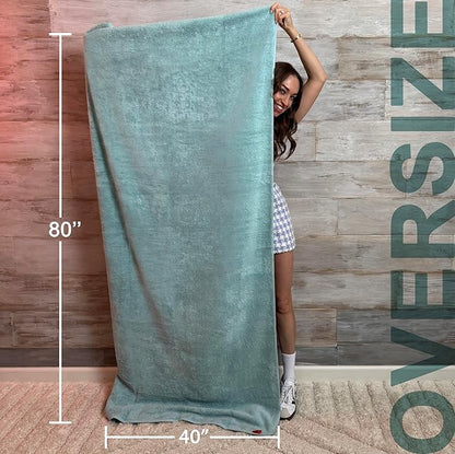 TEXTILOM 100% Turkish Cotton Oversized Luxury Bath Sheets, Jumbo & Extra Large Bath Towels Sheet for Bathroom and Shower with Maximum Softness & Absorbent (40 x 80 inches)- Green