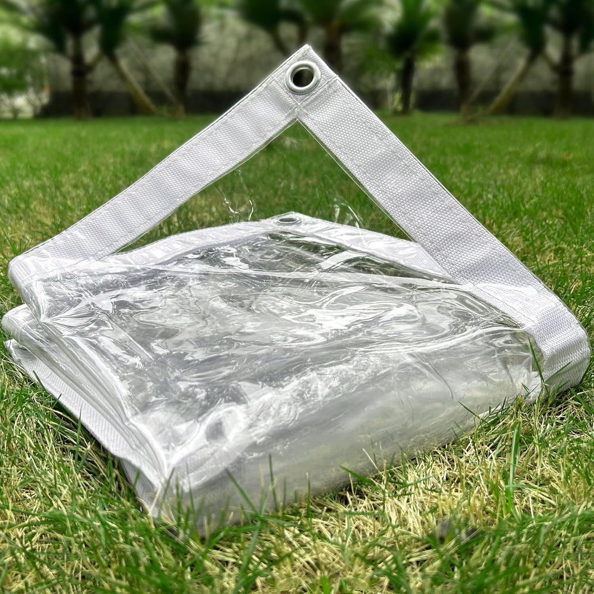 Clear Tarp 8 x 20FT, 20 Mil Clear Vinyl Tarp, Small Cover Plastic Sheeting with Grommets, Double-Stitched Reinforced Edges, Heavy Duty Tarps Waterproof and Tearproof