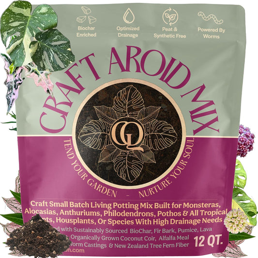 Craft Aroid Potting Mix- Elite Alocasia, Philodendron, Monstera Soil Mix, Chunky, Well Draining Potting Soil for Indoor Plants, All Tropical Plants & Houseplants, Peat Free 12QT