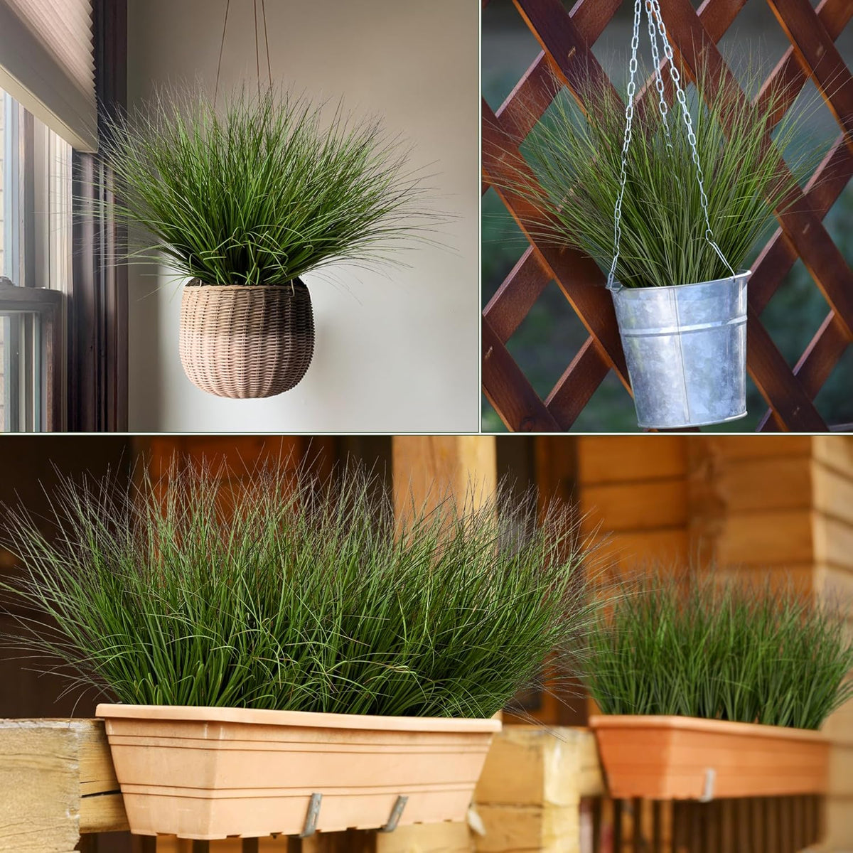 32PCS 17.3" Fake Plants Artificial Wheat Grass Greenery Plastic Plants Fake Grass Artificial Plants for Outdoor Decor Artificial Grass Plant with Greenery Stems for Indoor Home Decoration
