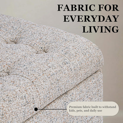 HomePop Modern Tufted Storage Bench - Textured Cream Fabric