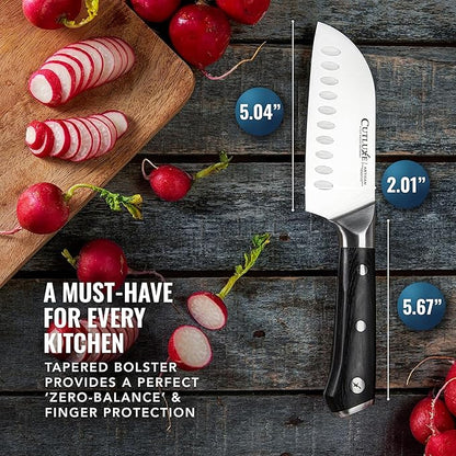 Cutluxe Santoku Knife – 5" Chopping Knife, Vegetable Knife – Forged High Carbon German Steel – Full Tang & Razor Sharp – Ergonomic Handle Design – Artisan Series