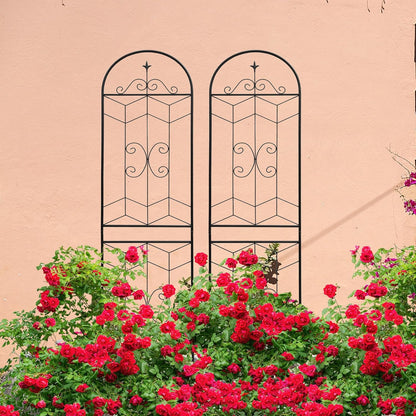 2 Pack 87x20in Garden Trellises with Black Metal Coating, Trellis for Climbing Plants Outdoor, Roses, Vines, Flowers, and Vegetables.