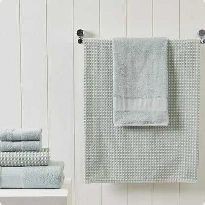 Modern Threads 6-Piece 100% Combed Cotton Yarn Dyed Cobblestone Jacquard Towel Set Misty Blue