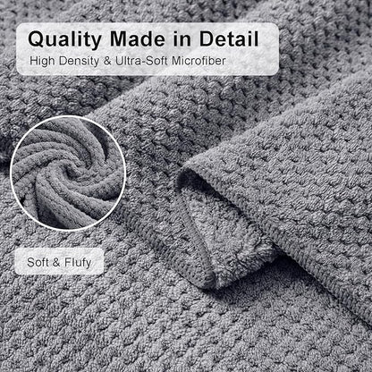 8 Piece Large Grey Family Bath Towel Set-2 Oversized Bath Towel Sheets,2 Hand Towels,4 Washcloths-600GSM Soft Highly Absorbent Quick Dry Beach Chair Towels Woven Towels for Bathroom Hotel and Spa