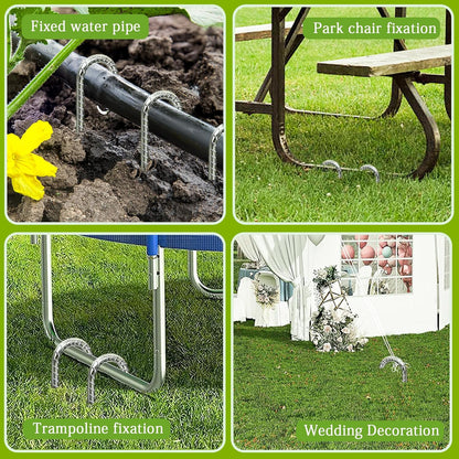 J Hook Rebar Stakes 12 Inch, Ground Stakes for Camping Tent Heavy Duty 10 Pack Rust Proof Coated Metal for Flower Gardens Landscape Fabric Pins Dog Fence