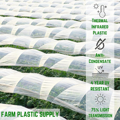 Farm Plastic Supply - Clear Coolmax Greenhouse Plastic Sheeting - 6 Mil - 4 Year UV Resistant Infrared Anti-Condensate Green House Covering Thermal Greenhouse Plastic 6 mil (20' x 60')