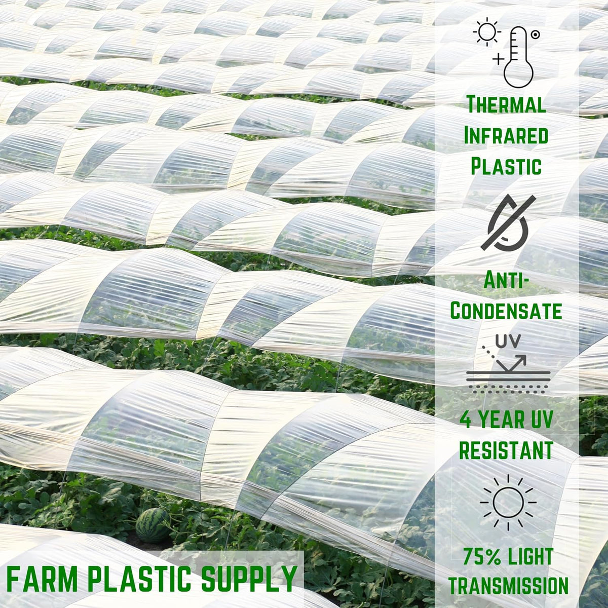 Farm Plastic Supply - Clear Coolmax Greenhouse Plastic Sheeting - 6 Mil - 4 Year UV Resistant Infrared Anti-Condensate Green House Covering Thermal Greenhouse Plastic 6 mil (40' x 50')
