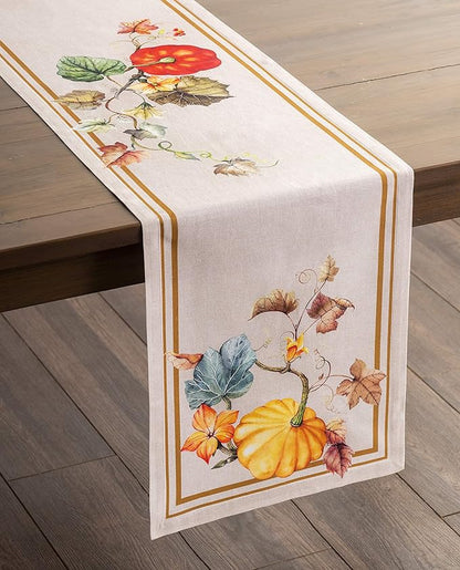 Maison d' Hermine Table Runner 100% Cotton Single Layer Table Runners 60 inches Long for Thanksgiving Christmas Decorations Home Kitchen Dining Party Wedding (Potiron, 14.5" x 60")
