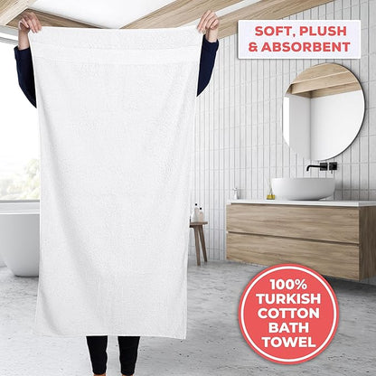 TEXTILOM 100% Turkish Cotton 3 Pcs Bath Towel Set, Luxury Bath Towels for Bathroom, Soft & Absorbent Bathroom Towels Set (1 Bathtowel, 1 Hand Towel, 1 Washcloth)- White