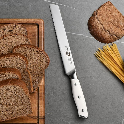 Stahl High Carbon Exclusive German Steel 8 inch Bread Knife (White)