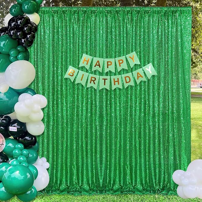 7ft x 7ft Green Sequin Backdrop Curtain Party Backdrop Curtain for Sparkly Birthday Bridal Wedding Curtain