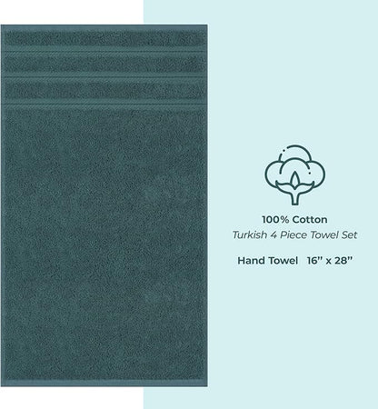 American Soft Linen Luxury Hand Towels for Bathroom, 600 GSM 100% Cotton Turkish 4 Piece Hand Towel Set, 600 GSM Hand Face Towels for Kitchen, Teal Hand Towels