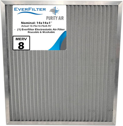 14x14x1 Electro-static Air Filter (1-Ct) AC Furnace Filter, Reusable & Washable 4-Stage Electrostatic Filter for Residential and Commerical HVAC (Actual Size: 13.75 x 13.75 x 0.75 Inches)