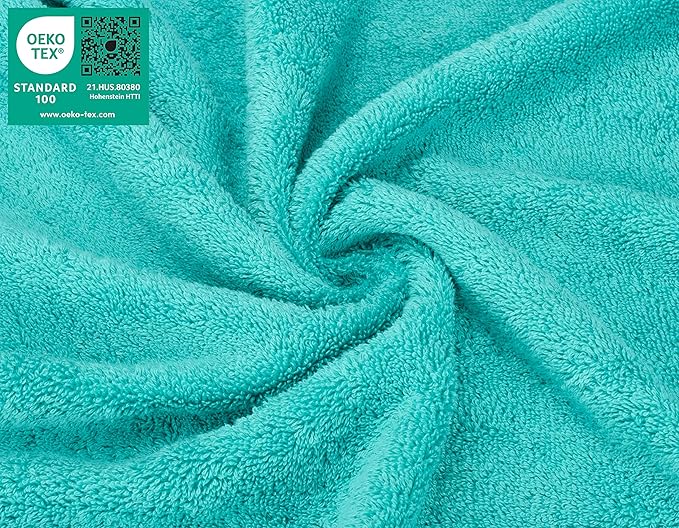 American Soft Linen Luxury Washcloths for Bathroom, 600 GSM 100% Cotton 4 Piece Turkish Wash Cloth Set, 13x13 in Soft Rags for Body and Face, Turquoise Blue Washcloths