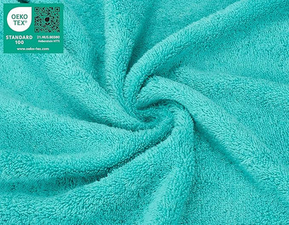American Soft Linen Luxury Washcloths for Bathroom, 600 GSM 100% Cotton 4 Piece Turkish Wash Cloth Set, 13x13 in Soft Rags for Body and Face, Turquoise Blue Washcloths