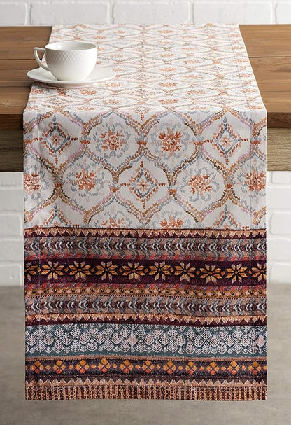 Maison d' Hermine Table Runner 100% Cotton Single Layer Table Runners 72 inches Long for Thanksgiving Christmas Decorations Home Kitchen Dining Party Wedding (Fair Isle, 14.5" x 72")