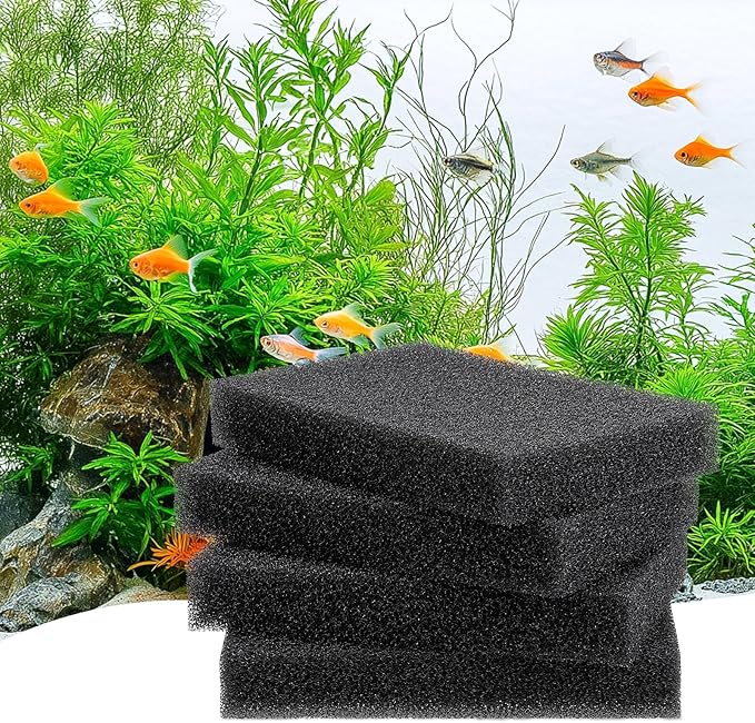 hygger Aquarium Sponge Filter Pad, Filter Media Foam Sponges, Cut-to-Size Open Cell Foam Sheet for Fish Tanks and Ponds, S (4 Pack 5.9 * 3.9 * 1 inch)
