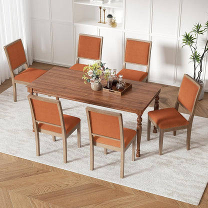 Dining Chairs Set of 2, Mid Century Modern Upholstered Dining Room Chairs, Fabric High Back Kitchen Chairs with Nailhead Trim and Wood Legs for Living Room Kitchen Restaurant, Orange