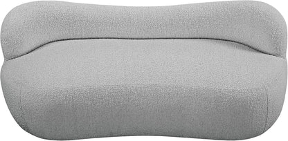 Meridian Furniture 119Grey Flair Collection Modern | Contemporary Boucle Fabric Upholstered Bench with Curved Back Design, Grey, 62" W x 23" D x 24" H