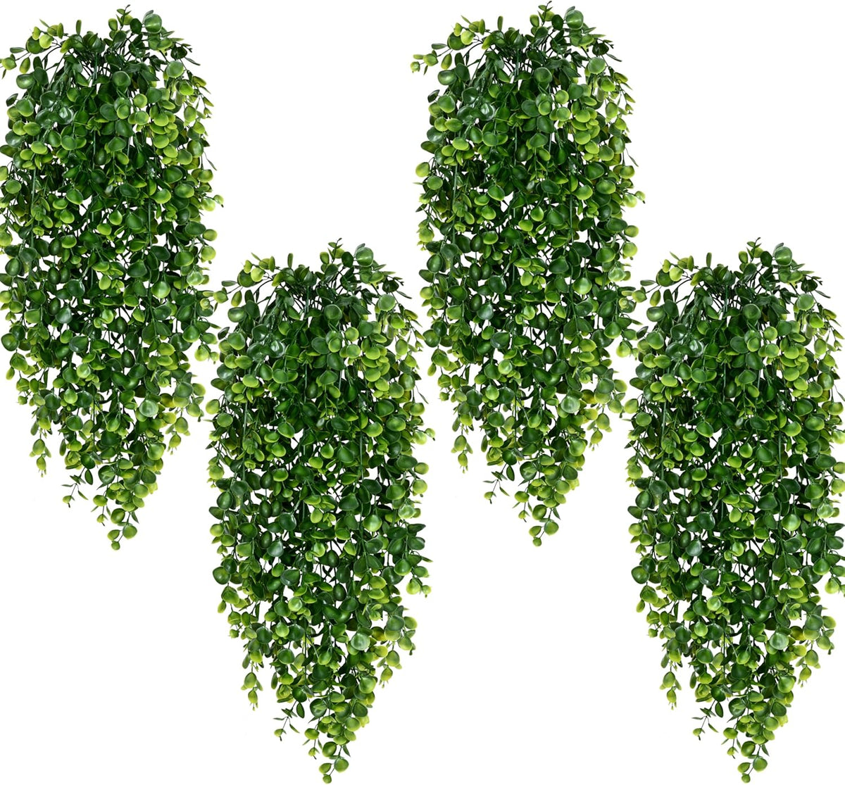 Waipfaru 4Pcs Fake Hanging Plants 2.7ft Fake Plants Eucalyptus Leaves UV Resistant Fake Vines Ivy Artificial Plants Outdoor Faux Plants Indoor Bedroom Living Room Boho Wall Porch Shelf Decor