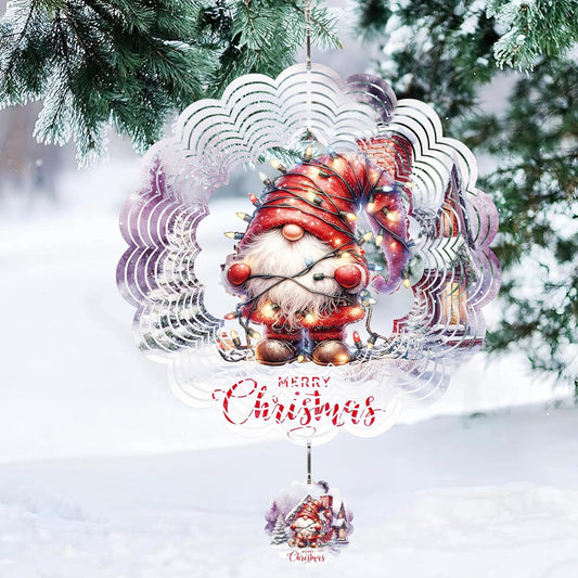 Metal Wind Spinner Outdoor Christmas Decorations,Santa Claus Halloween Yard Decorations 12inch 3D Stainless Steel Garden Sculpture Lawn Ornaments Gifts Indoor/Outdoor Decor Gifts for Women