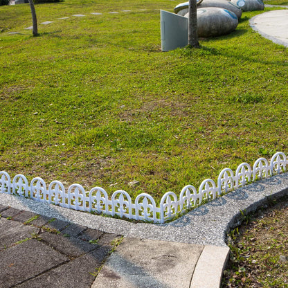 Evelyne White Garden Border Plastic Edging: Wrought Iron Design - 15pcs White Yard Landscaping Fence Liner Lawn Edge Barrier - 20ft Kit of Decorative Lawn Landscape Panels Elements