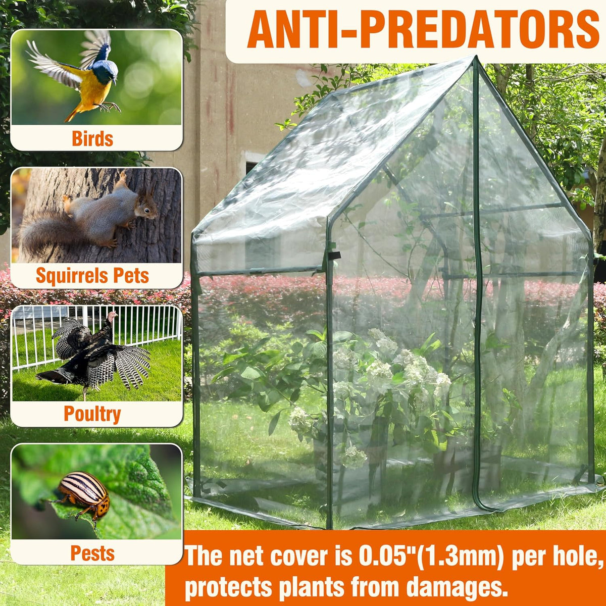 Gardzen Mini Greenhouse with Mesh Cover, Portable Outdoor Greenhouse, Enhanced Ventilation, Ideal for Spring, Summer & Fall 36.2"(L) x53.3(W) x66.1(H)