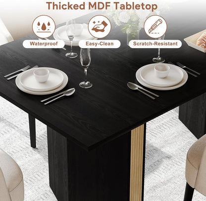 Einhomn 71" Dining Table for 6-8, Rectangular Farmhouse Kitchen Table with Sturdy Diamond-Shaped Legs & Solid Back Panel, Modern Wood Dinner Table for Dining Room, Living Room, Black