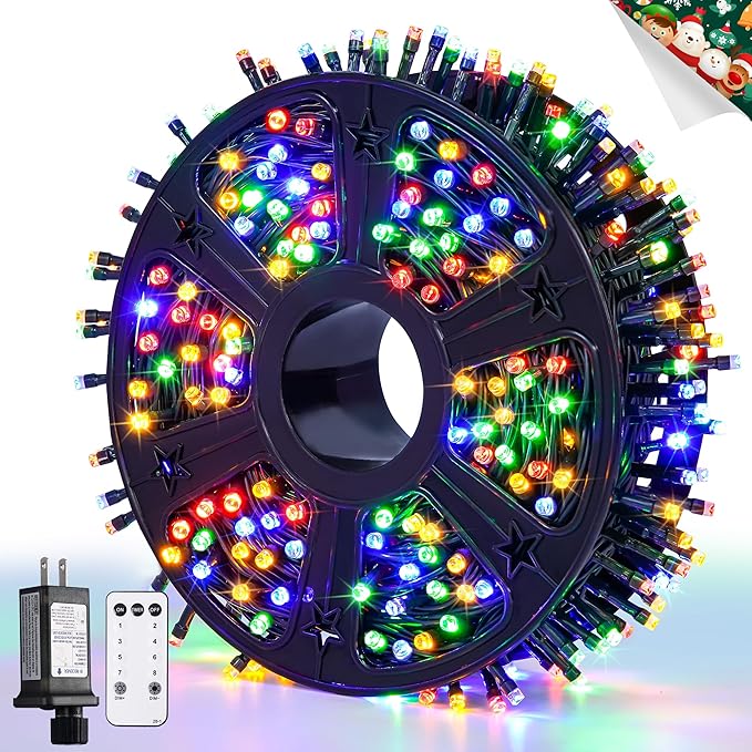 JMEXSUSS 400 LED Christmas Lights Outdoor Decorations, 132ft Multicolor Christmas Tree Lights with Remote, Indoor String Lights Plug in for House Christmas Bush Decor