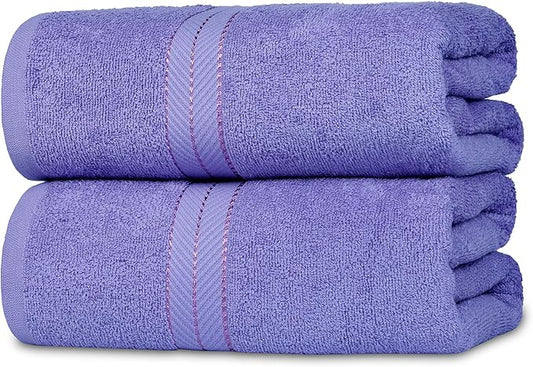 Casa Lino Bath Sheets Set Extra Large - 100% Cotton Extra Large Bath Towels - Highly Absorbent & Quick Dry Oversized Towels for Adults - 60" x 30" - Pack of 2 - (Purple)