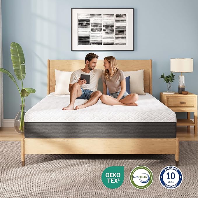 12 Inch Full Green Tea Memory Foam Mattress for Cool Sleep & Pressure Relief, Bed in a Box, Removable Cover No Fiberglass, CertiPUR-US Certified