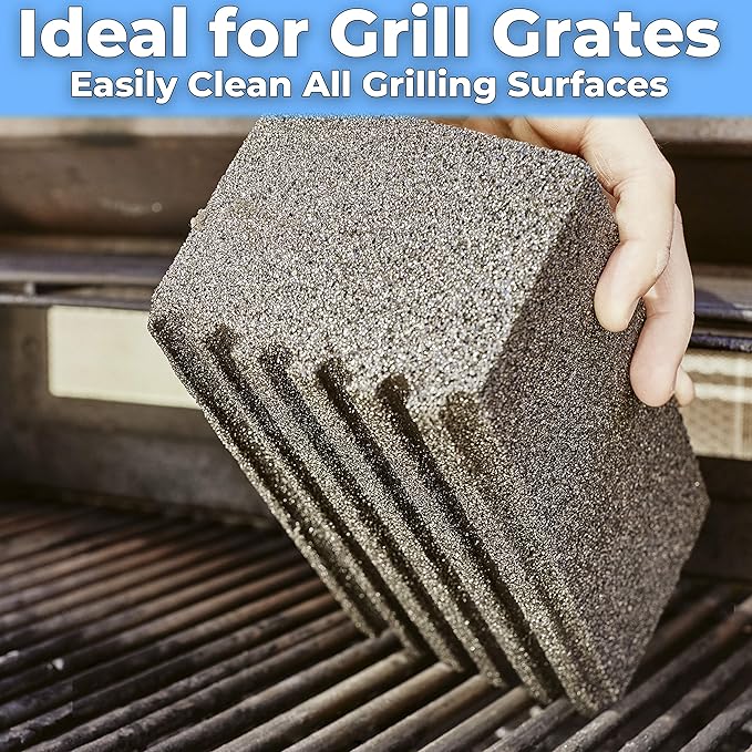 Non Toxic Restaurant Grade Grill Cleaning Brick 2 Pk. Reusable, Non Scratch Pumice Stone Bricks for Smoker, Flat Top Grill, BBQ Grates, Flattops and Cast Iron. Best Griddle Cleaner Tool Block.