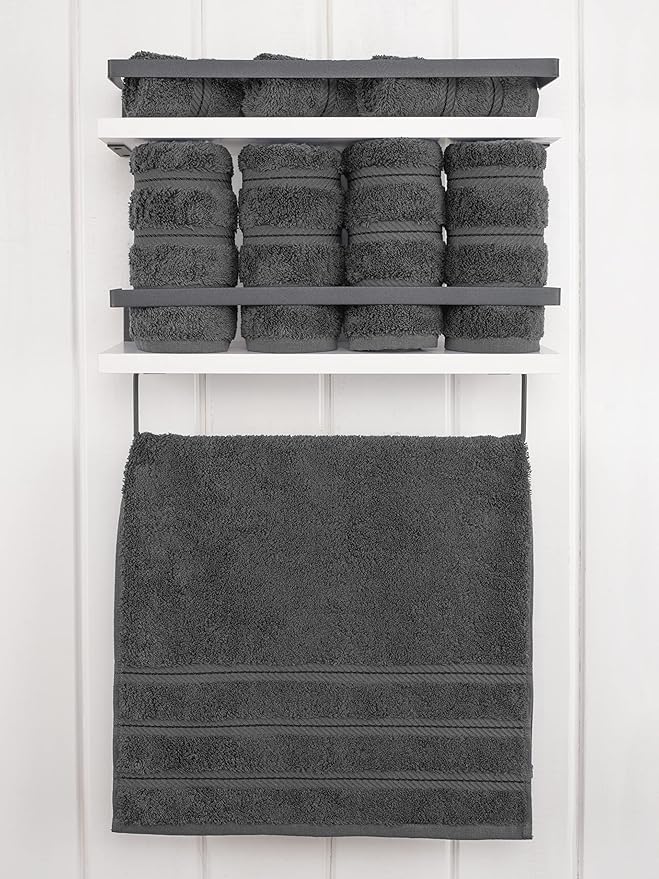 American Soft Linen Luxury Hand Towels for Bathroom, 600 GSM 100% Cotton Turkish 4 Piece Hand Towel Set, 600 GSM Hand Face Towels for Kitchen, Dark Gray Hand Towels