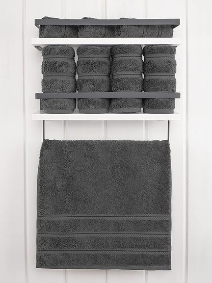 American Soft Linen Luxury Hand Towels for Bathroom, 600 GSM 100% Cotton Turkish 4 Piece Hand Towel Set, 600 GSM Hand Face Towels for Kitchen, Dark Gray Hand Towels