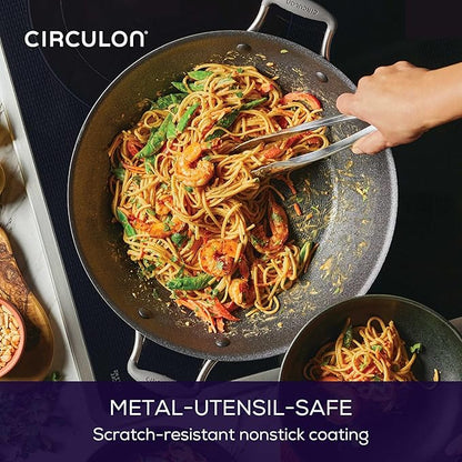 Circulon A1 Series with ScratchDefense Technology Nonstick Induction Wok with Lid, 14 Inch, Graphite