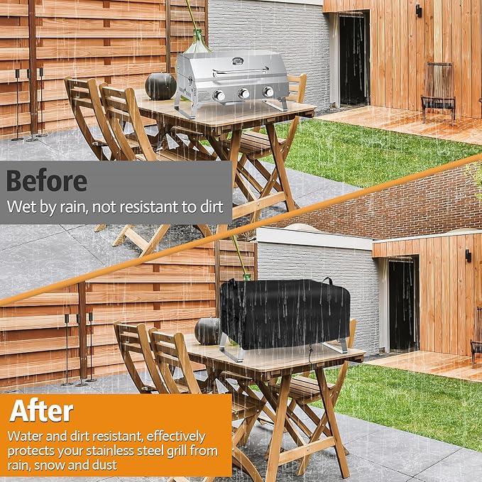 Kingling Grill Cover Fits for NXR 3 Burner Portable Gas Grill, 25 inch Waterproof Outdoor Grill Cover Barbecue Cover (Cover Only) - 25" L x 18" W x 15" H