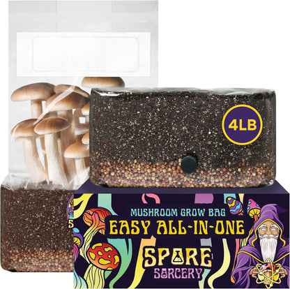 4 LB All-in-One Grow Bag: Up to 32oz of Mushrooms! Nutrient-Enhanced, Injection Port, Just Add Your Own Spores & Grow Like Magic (4 LB Bag)