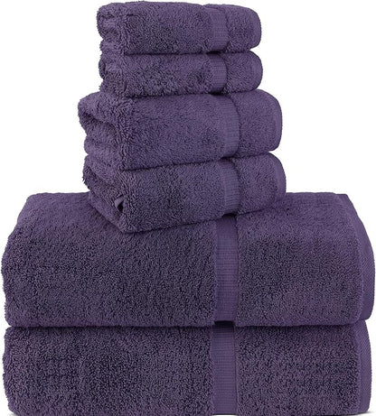 Chakir Turkish Linens 100% Cotton Premium Turkish Towels for Bathroom, 2 Large Bath Towels, 2 Hand Towels, 2 Washcloths (6-Piece Towel Set, Plum)