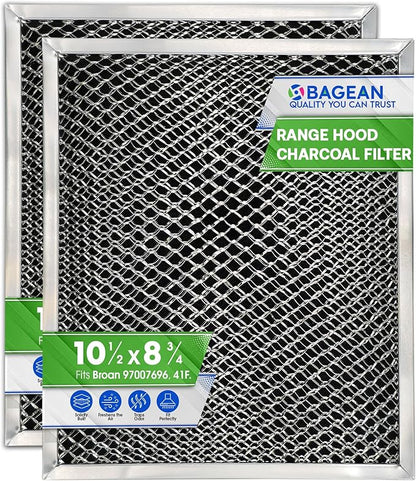 Stove Hood Vent Filter 10.5" x 8.8" 41F 97007696 Fit's Nutone & Broan Range Hood Filter Replacement for Ductless Exhaust Fan - Mesh Screen Filters Grease & Carbon Freshens Kitchen Oven Air (2-Pack)