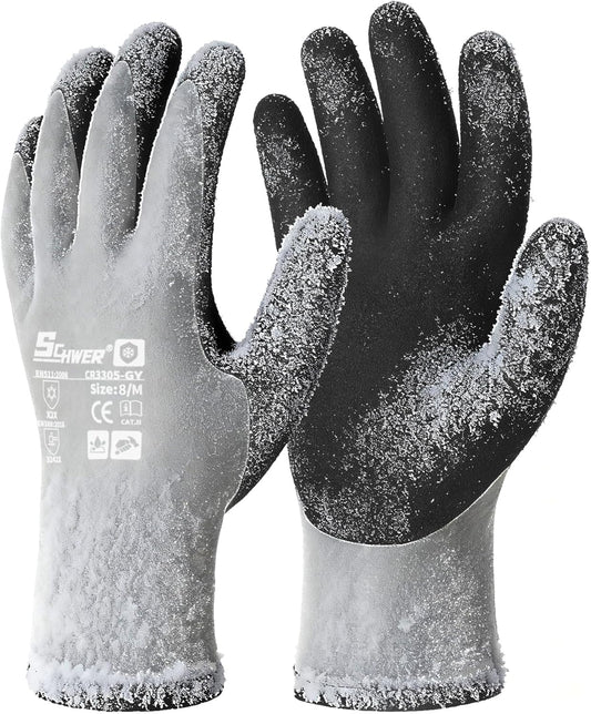 Schwer 2 Pairs 100% Waterproof Winter Work Gloves, ANSI A2 Cut Resistant Freezer Gloves for Outdoor Cold Weather Keep Hands Warm, Enhanced Warmth & Durability, for Shoveling Snow, Ice Fishing, M
