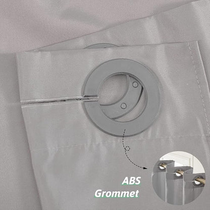 Furlinic No Hook Stall Shower Curtain Fabric,48" Wide Small Narrow Bathroom Curtain with 6 Plastic Built-in Grommets,Waterproof & Machine Washable,Hotel Style,Light Grey,48x84 Inch