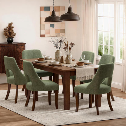 AQO Wooden Dining Chairs Set of 4, Mid Century Upholstered Kitchen Chairs Dining Room Chairs, Chenille Farmhouse Kitchen Chairs Dinner Chair for Kitchen Dining Room, Green