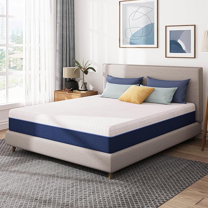 8 Inch Queen Gel Cooling Memory Foam Mattress, Pressure Relief, Medium Firm Support，Mattress in a Box, CertiPUR-US Certified