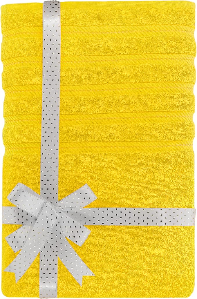 American Soft Linen 35x70 Jumbo Large Bath Towels, 600 GSM 100% Cotton Turkish Bath Sheet, Oversized Luxury Bath Towels for Bathroom Beach and Pool, Yellow