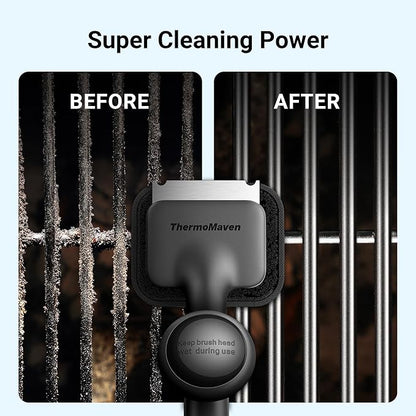 BBQ Grill Brush Bristle Free - 17" Safe Steam Grill Cleaner Brush with Scraper and 5 Brush Heads for Porcelain/Gas/Charcoal Grill Outdoor Grill Barbecue Cleaner